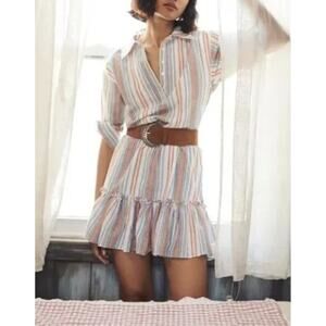 Veronica Beard Jeans Ardith 100% Cotton Striped Mini Shirt Dress